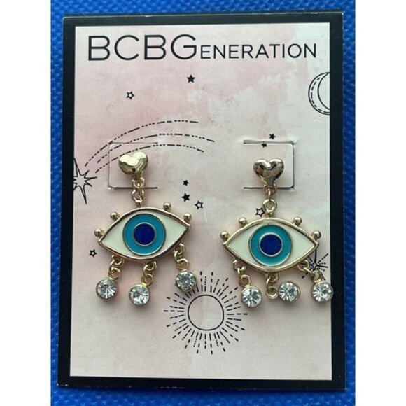 BCBGeneration Gold-Tone Evil Eye Drop Stud Earrings - Picture 1 of 4